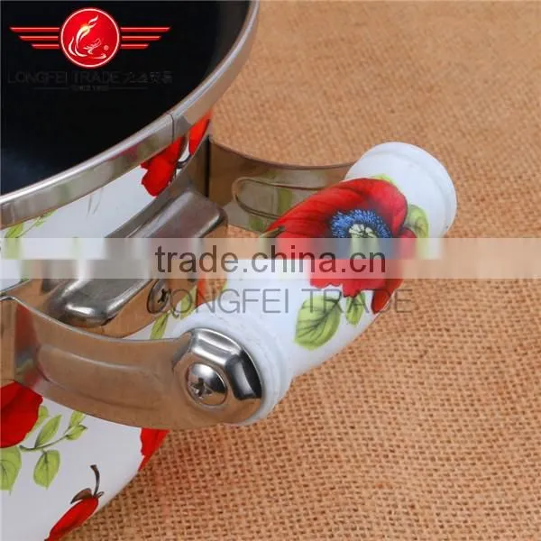2016 high quality wholesale non-stick enamel cast iron turkish cooking pot with glass lid