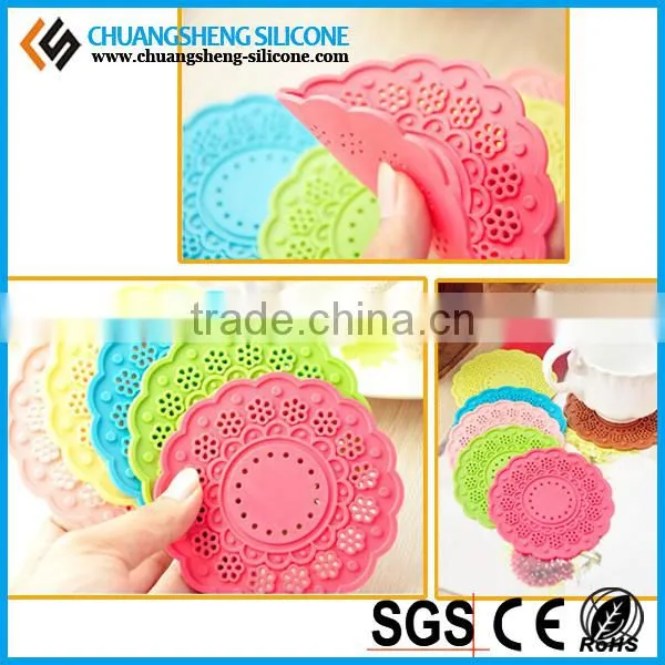 Silicone anti-hot cup mat, tea glass pad, table decorate cup pad