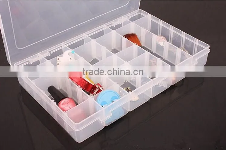 36 compartments Clear PP Plastic DIY Tool Organizer Storage Box with Adjustable Dividers