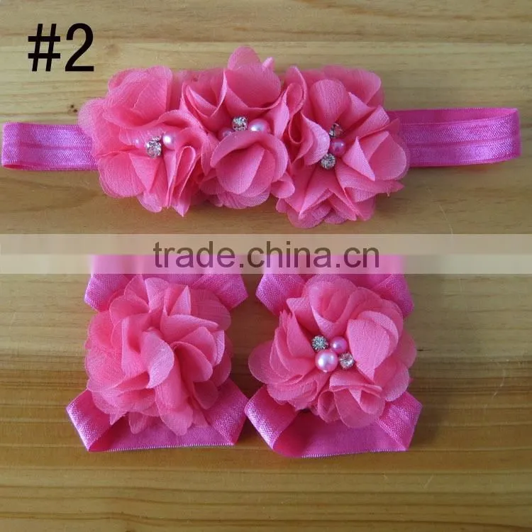fabric flower headband for kids hair accessories, foot flower band for baby girl