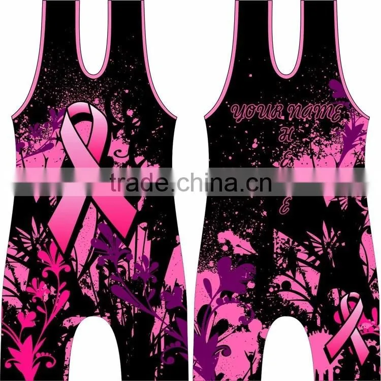 High quality sleeveless bodysuit cool dry wholesale wrestling singlets for women pink wrestling singlet