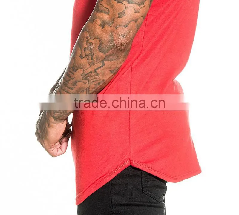 Mens Plain gym running fitness T Shirt with hem bottom
