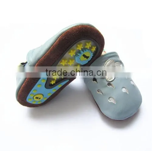 cute sheep leather rubber sole baby sandals