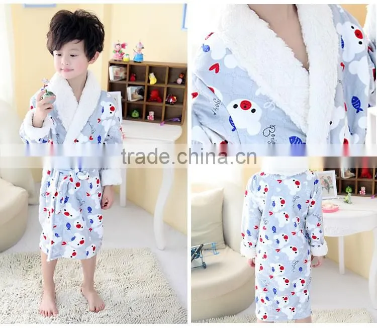 Cute Children Keep Warm Flannel 100% Polyester Bathrobe