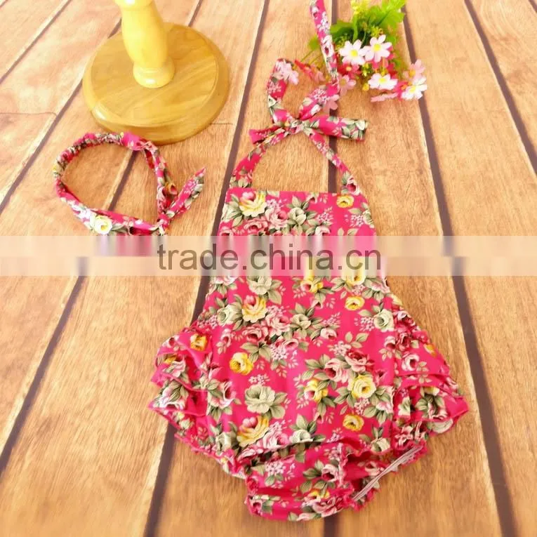 Custom Baby Girls Ruffles Romper +Headband