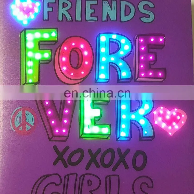 hot selling surface led light colouring book with push button