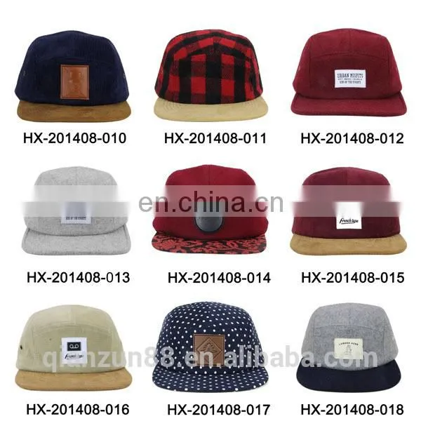 Custom Leather Patch Label 5 Panel/ 5-panel Camper Hat
