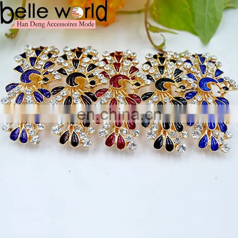 Alloy Peafowl Rhinestone Crystal Hair Barrette Clips