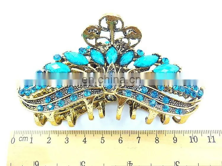 Elegant Europen Retro Big Alloy Rhinestone Jewel Hair Claw Clip