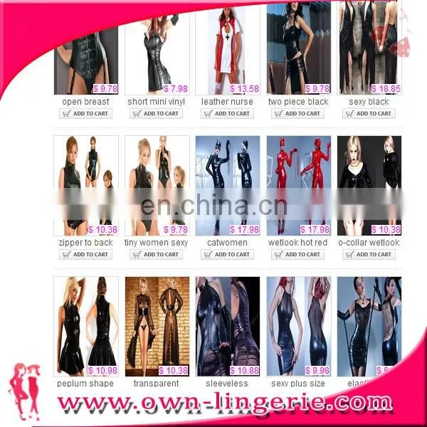 Wholesale sensual wet look cheap black latex catsuit faux leather clubwear catsuit