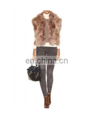 dyed rabbit fur cape kintted vest/quality+OEM+ODM