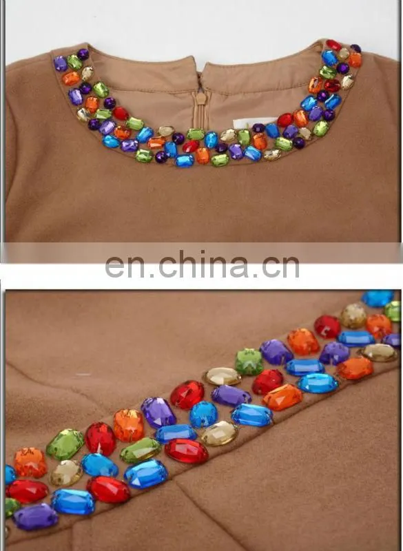 Beaded woolen dress ladies korean dress new fashion