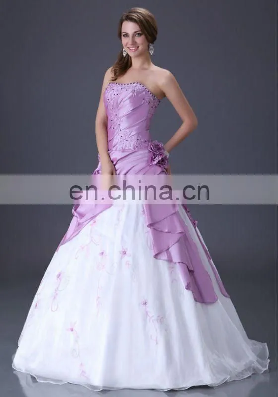 Grace Karin Long Strapless Purple and White Burgundy Quinceanera Dresses Cheap CL2519