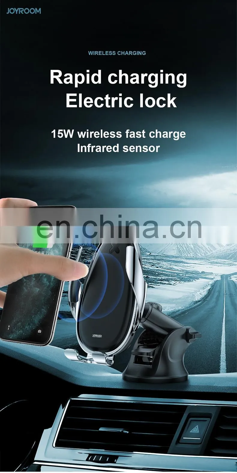 JOYROOM universal fast charge fantasy portable mobile phone wireless car charger mount holder for iphone stand