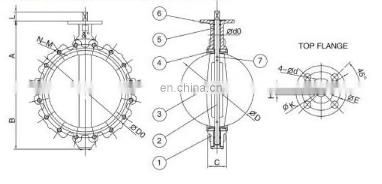 China Manufacturing Ductile cast iron Manual Concentric Lug Wafer Butterfly Valve