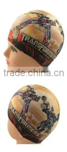 SGS approved ironman swim cap, children fancy pattern design