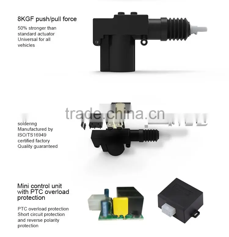 Short and more power car central locking actuator