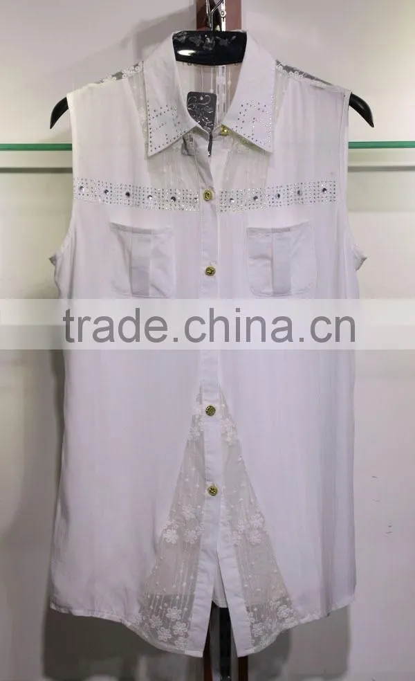 rayon and lace sleeveless blouse for ladies
