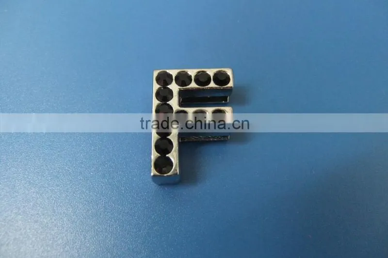 18mm Slide Letters with Black Rhinestone