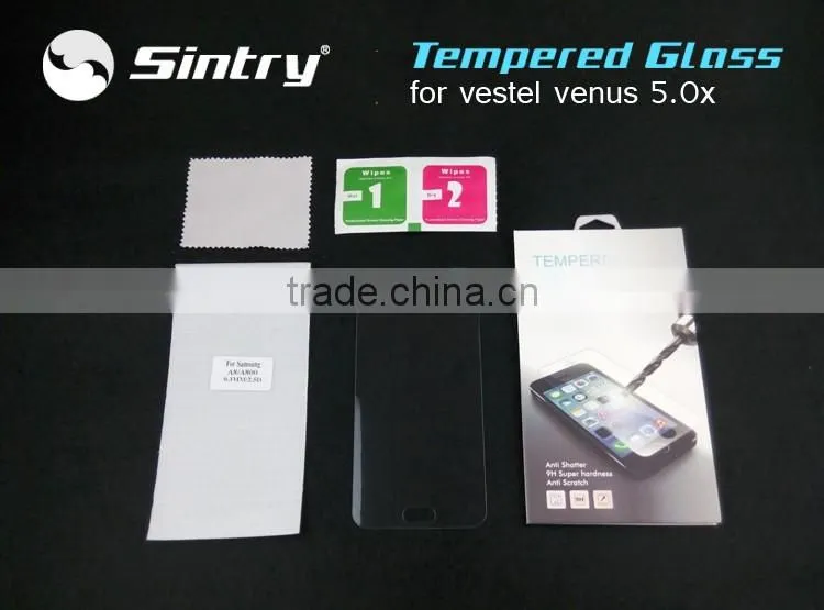 2016 No watermark Automatic adsorption 0.3MM 9H screen protector tempered glass screen protector for vestel venus 5.0x