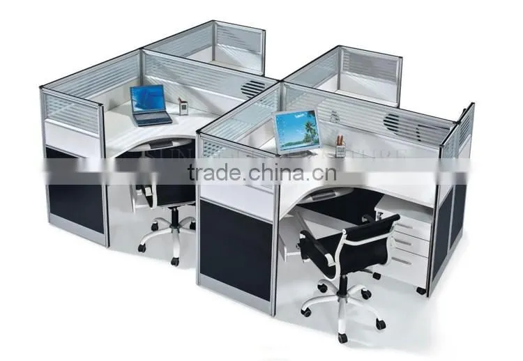 Wooden office cubicle workstation tables for 4 person (SZ-WSB377)