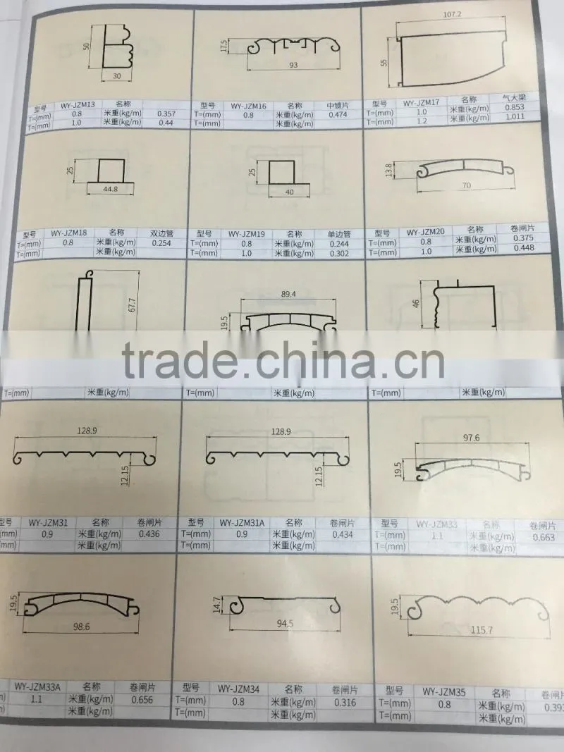 6063-T5 Aluminium extrusion roller shutter profile for commercial shop