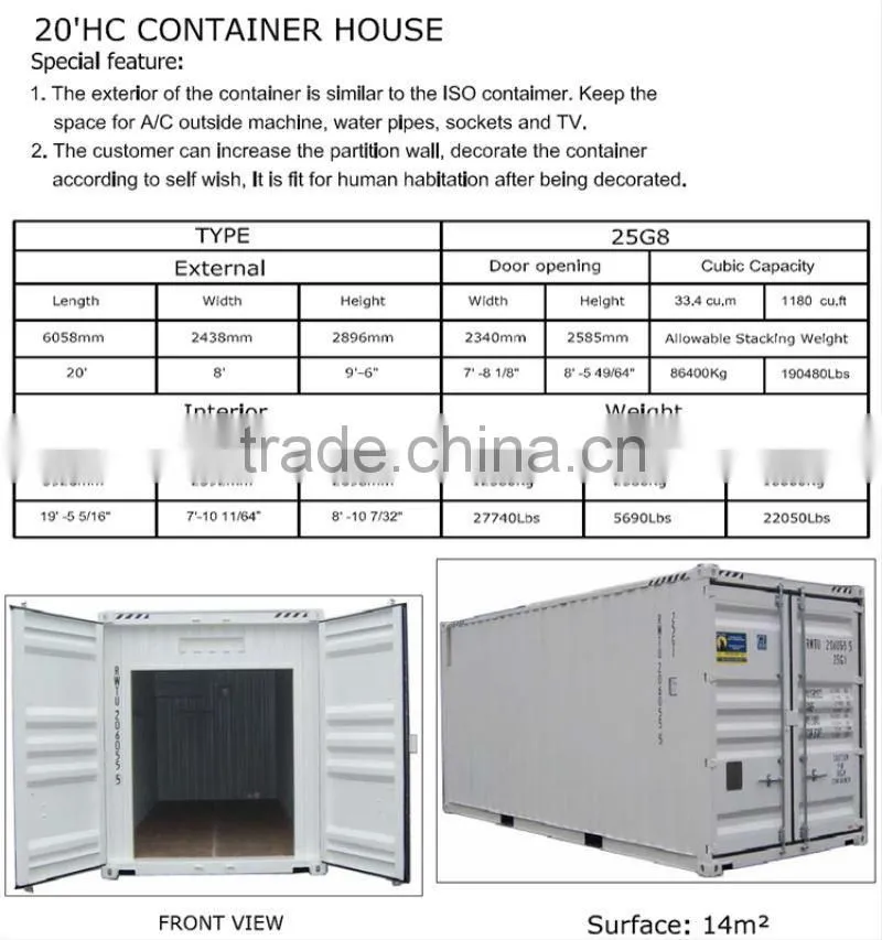 20HC Food Storage Container House For Sale