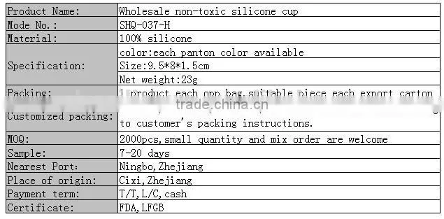 Wholesale non-toxic silicone cup