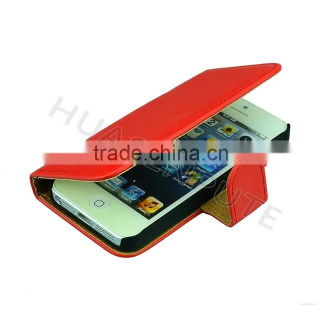 Mixed Color Wallet Leather Case For iPhone5, Flip Leather Case For iPhone5