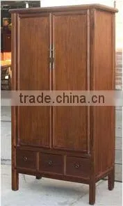 chinese red antique two door two drawer carved wedding cabinet