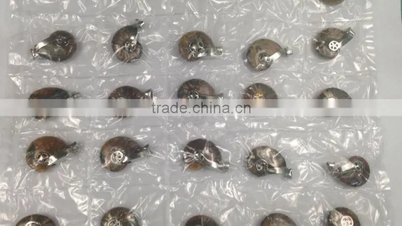 Wholesale Charm Fossilized ammolite diamond pendant for accessories