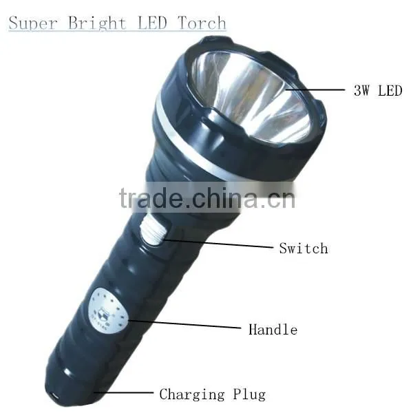 3W high quality rechargeable high power led torch light