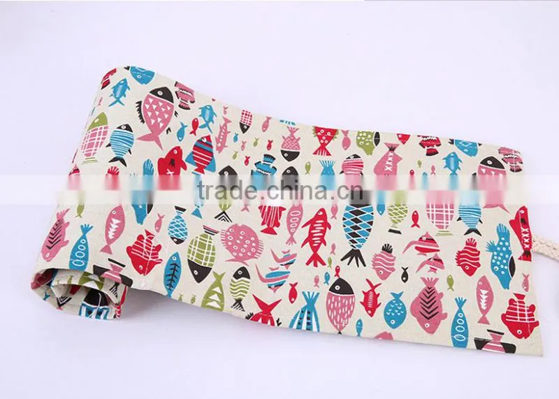 Custom 36/48/72 holes canvas pencil bag roll case pen bag