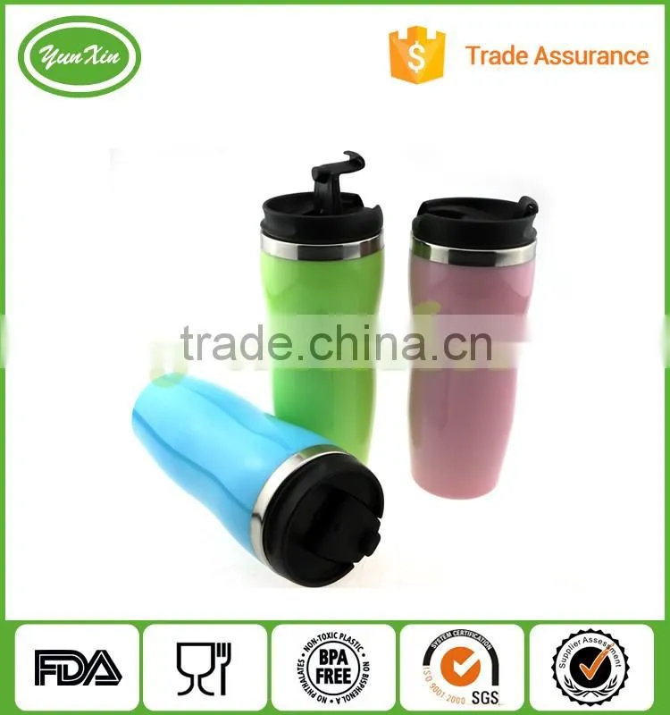 2016 Eco-Friendly promotional Double wall travel mug with leakproof design lid
