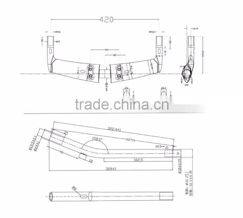 new AERO design triathlon bicycle handlebar carbon TT handle bar road carbon handle bar high quality