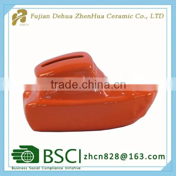 ceramic color glazed unique mini car shape coin bank