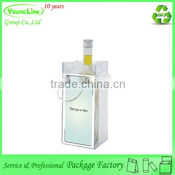 Customized clear cheap plastic ice bag for wine