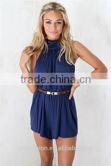 2015 Maiden Playsuit - Navy jumpsuit shorts adult short jumpsuit