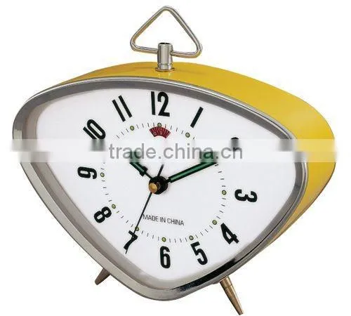 triangle metal case mechanical alarm clock