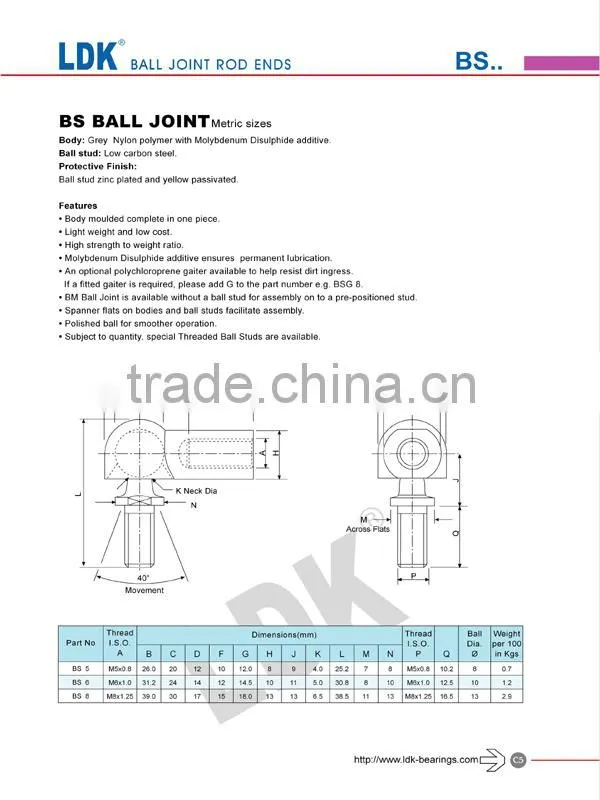 LDK ball joint rod ends SQZ5-RS joint