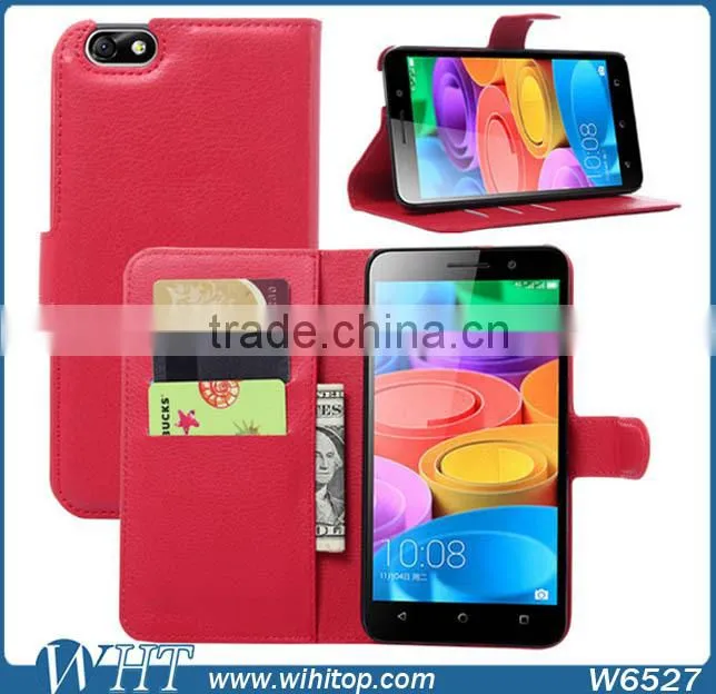 Standing Style Credit Card for Huawei Honor 7 Leather Case, PU Leather+PU Flip Wallet Case for Honor 7