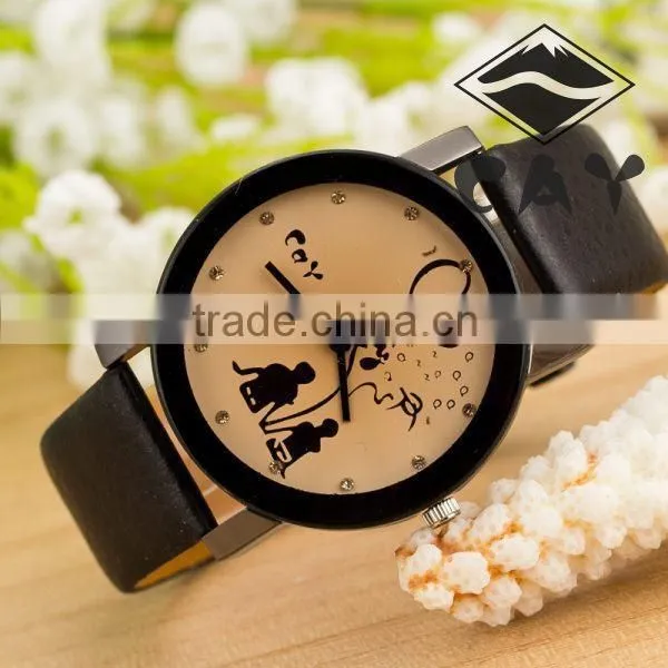 Wholesale China Ebay Best Selling Watches Hot Sale Simple Fashion Crystal Lovers White Leather Lover Wrist Watch in Stock!