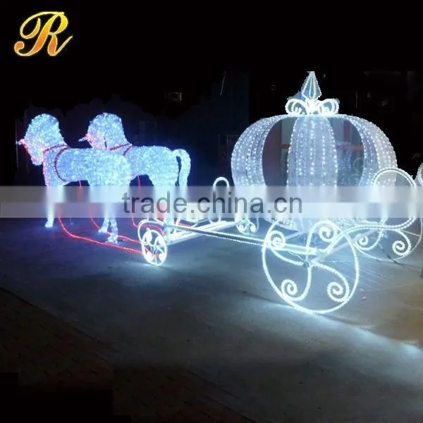 Led lighted horse carriage with santa claus for large christmas decoration