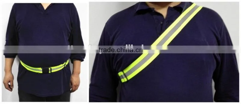 high visibility reflective adjustable lightweight elastic waist safety belt for harness running cycling walking
