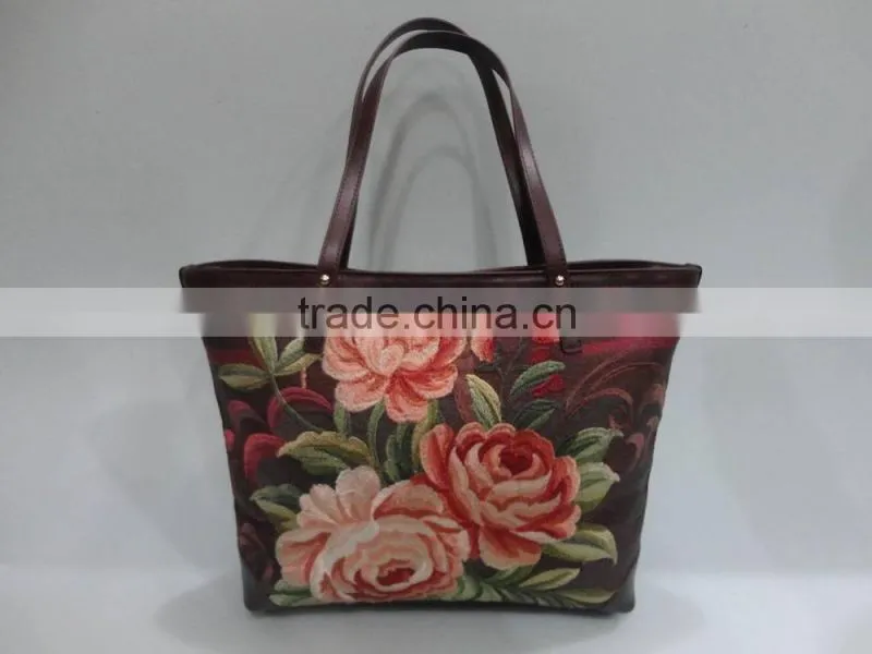 2015 New desigh! Manufacture sell silk embroidery flower bag