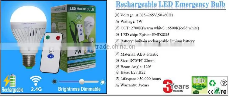 3W/5W/7W/9W/12W/15W/18W/20W/24W/36W/50W PC cover led rechargeable emergency light bulb