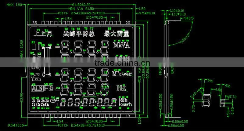 monochrome electric metering lcd panel
