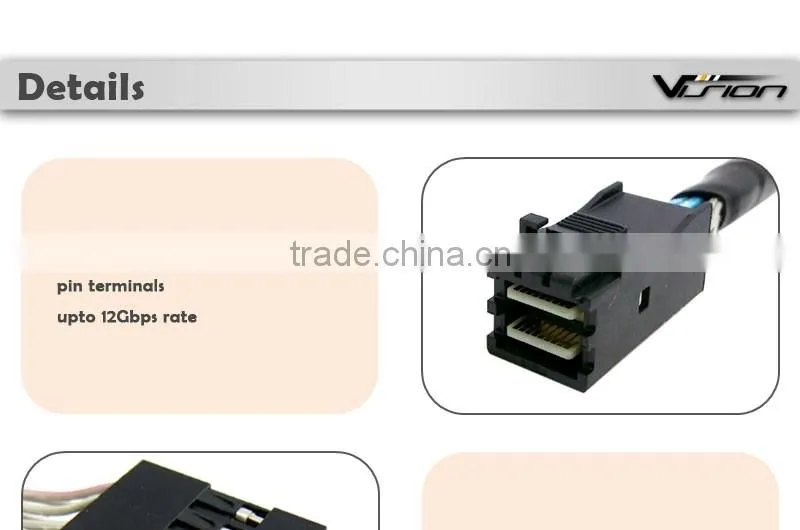Vision Mini SAS SFF-8643 to SATA 7pin with sideband SGPIO Cable