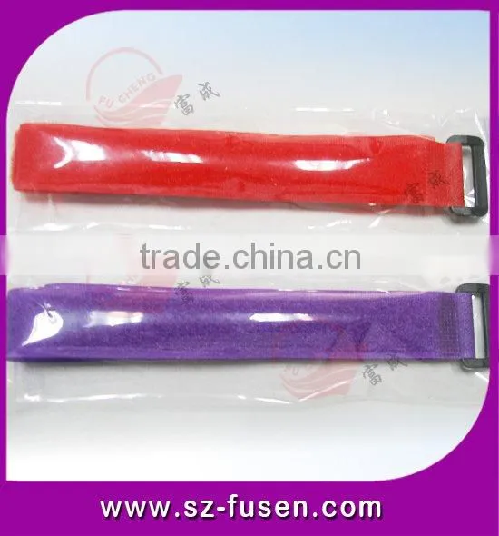 Adjustable magic tape cable strap with buckle