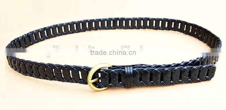 Ladies Skinny braided Genuine leather belt